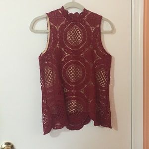 NWT Burgundy Crocheted Blouse